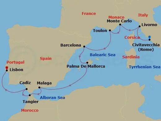 Itinerary schematic diagram