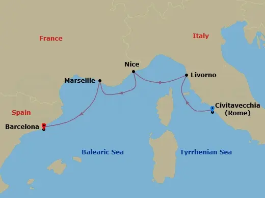 Itinerary schematic diagram