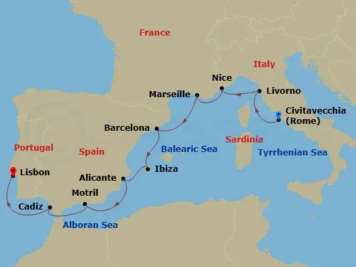 Itinerary schematic diagram
