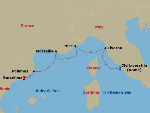 Itinerary schematic diagram