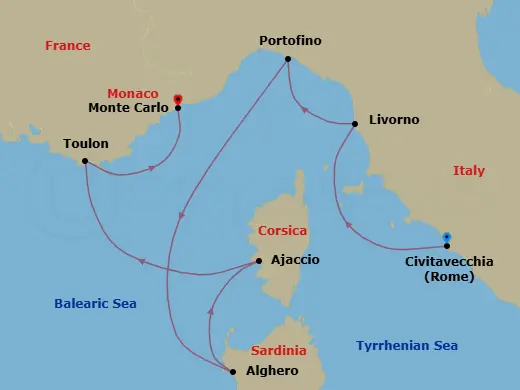 Itinerary schematic diagram