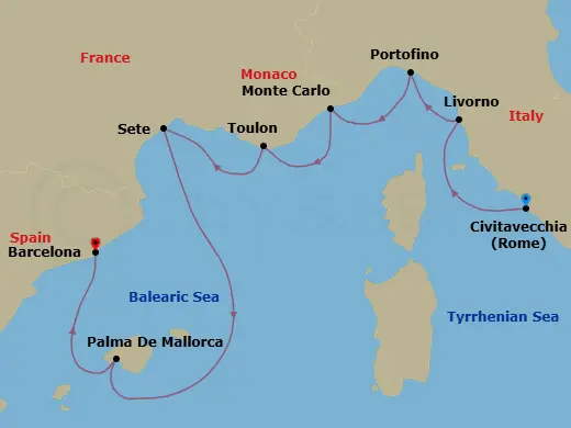 Itinerary schematic diagram