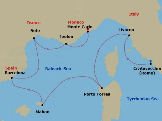 Itinerary schematic diagram