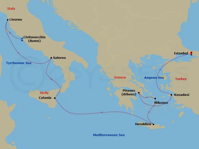 Itinerary schematic diagram