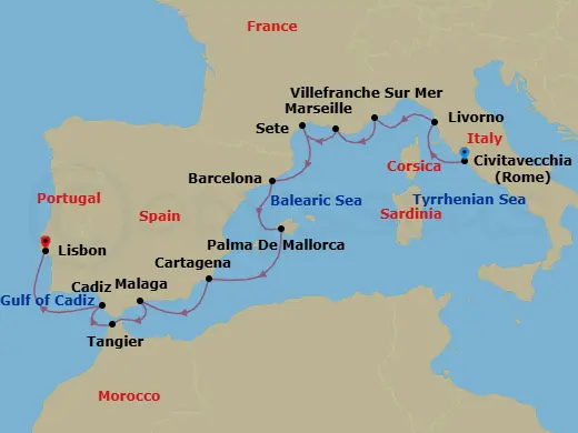 Itinerary schematic diagram