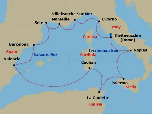 Itinerary schematic diagram