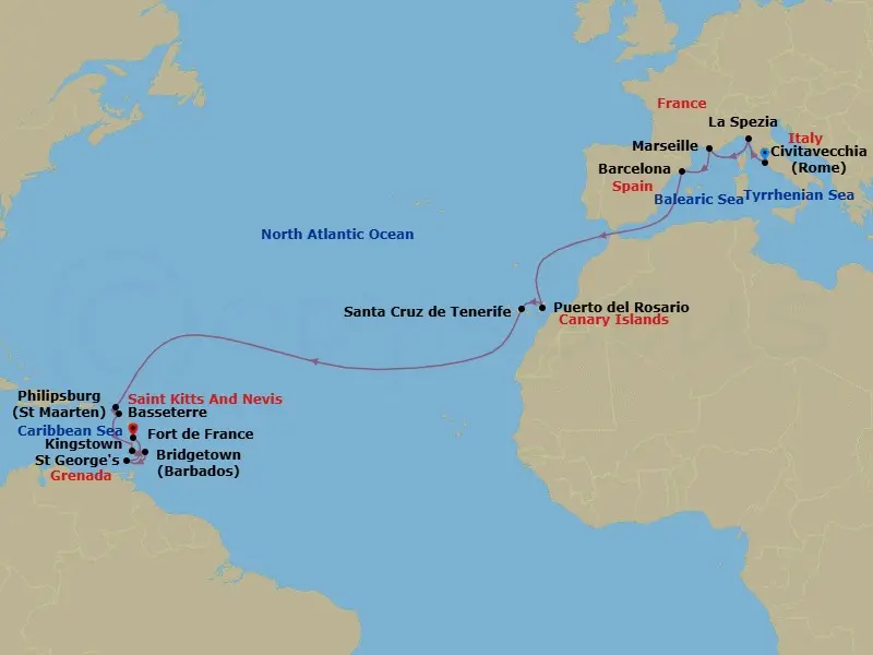 Itinerary schematic diagram