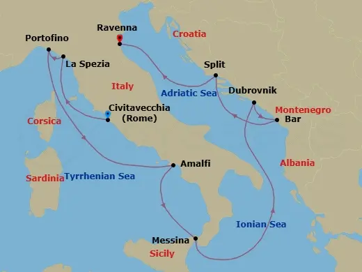 Itinerary schematic diagram