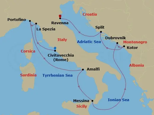 Itinerary schematic diagram