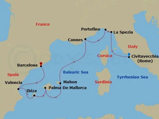 Itinerary schematic diagram