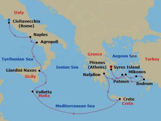 Itinerary schematic diagram