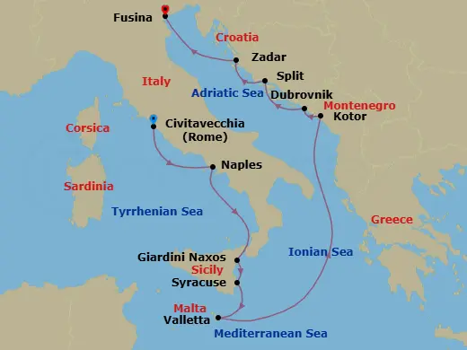 Itinerary schematic diagram