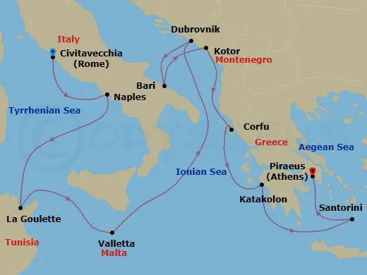 Itinerary schematic diagram