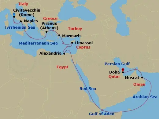 Itinerary schematic diagram