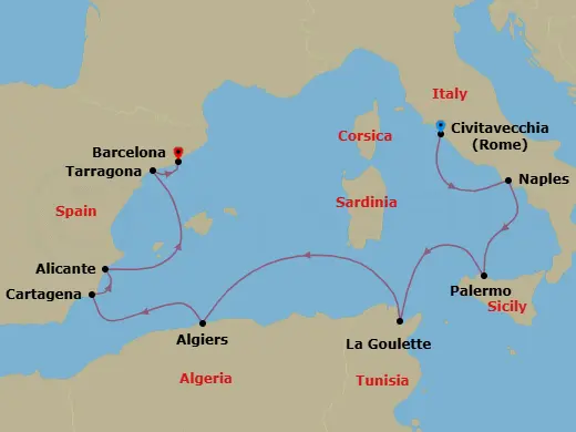 Itinerary schematic diagram