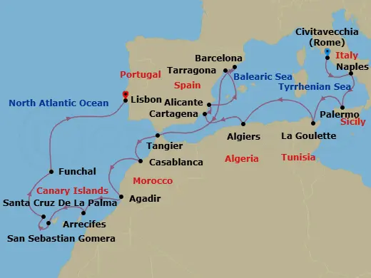 Itinerary schematic diagram