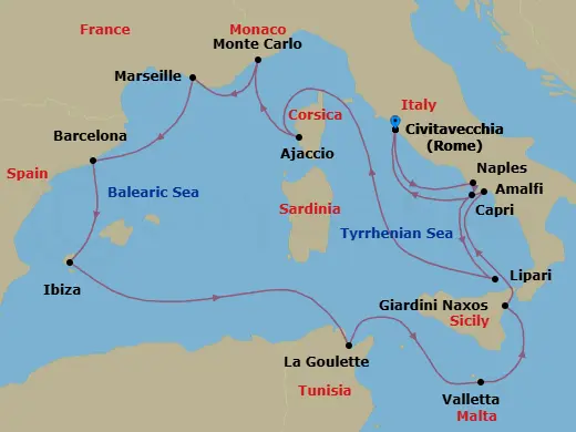Itinerary schematic diagram