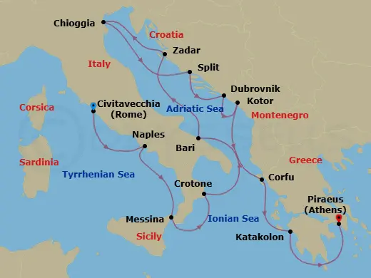 Itinerary schematic diagram