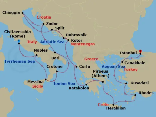 Itinerary schematic diagram
