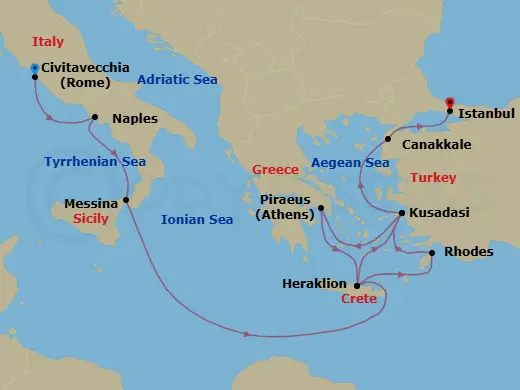Itinerary schematic diagram