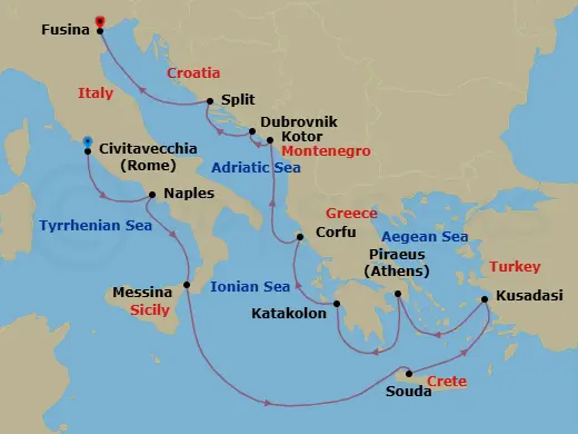 Itinerary schematic diagram