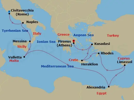 Itinerary schematic diagram