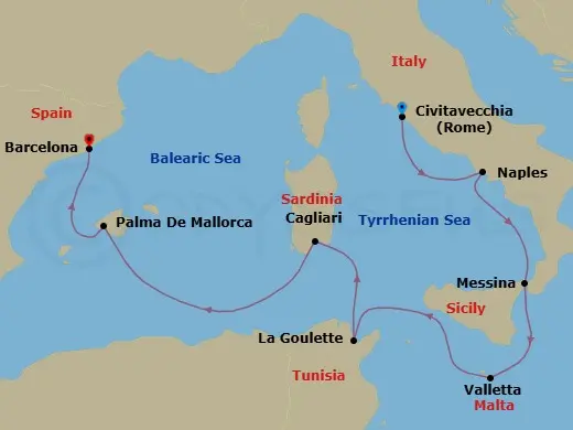 Itinerary schematic diagram