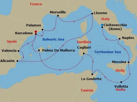 Itinerary schematic diagram