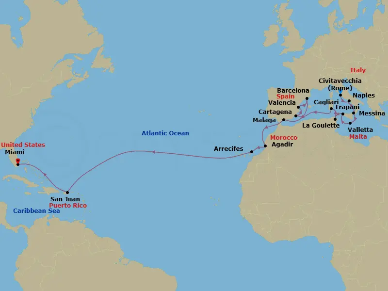 Itinerary schematic diagram