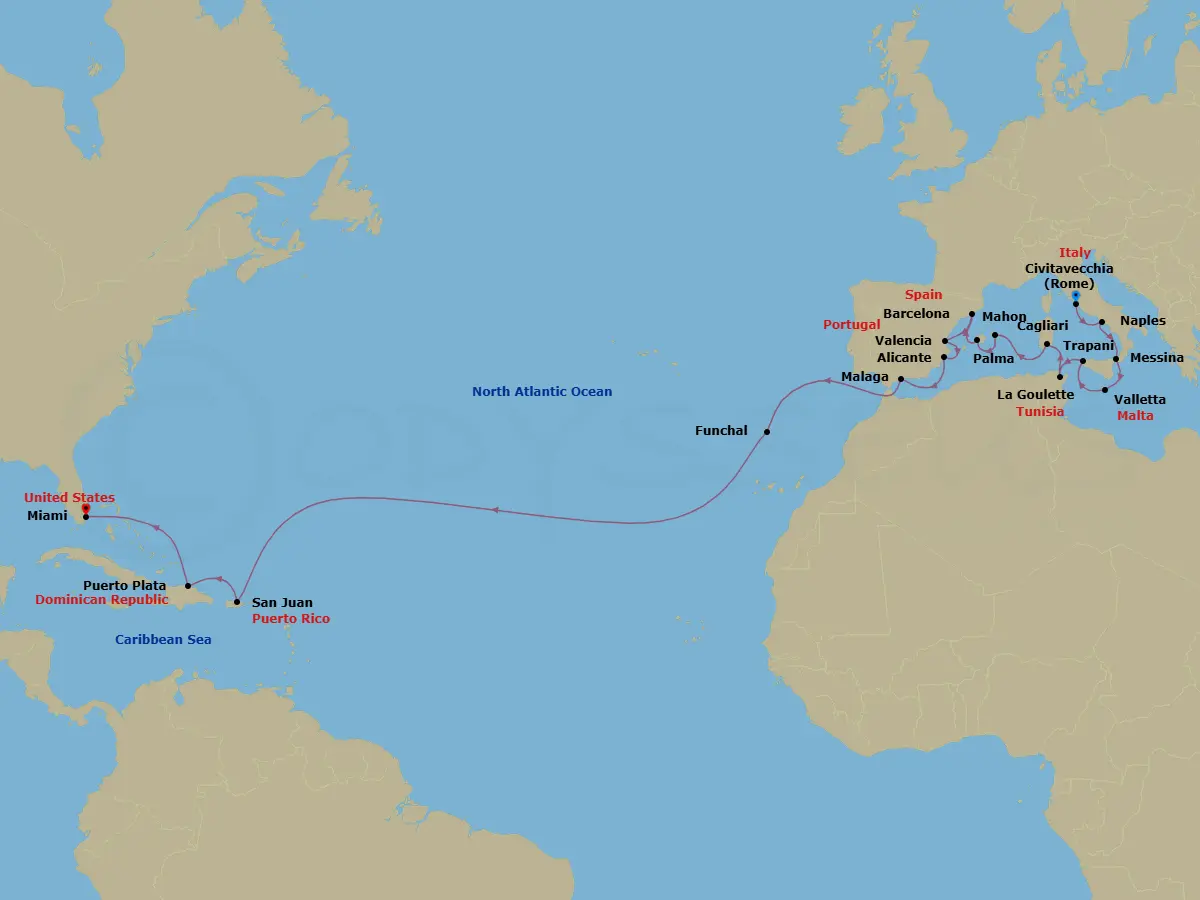 Itinerary schematic diagram