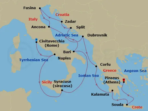 Itinerary schematic diagram