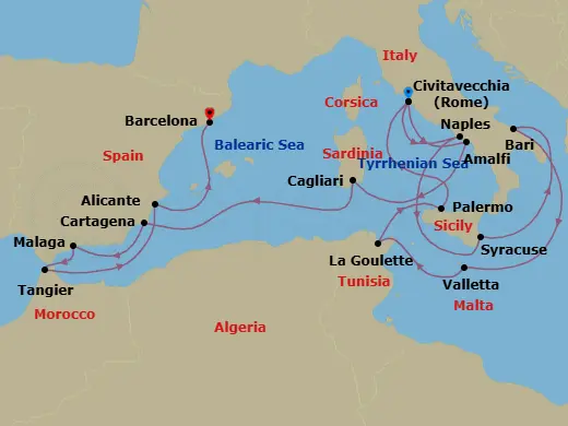 Itinerary schematic diagram