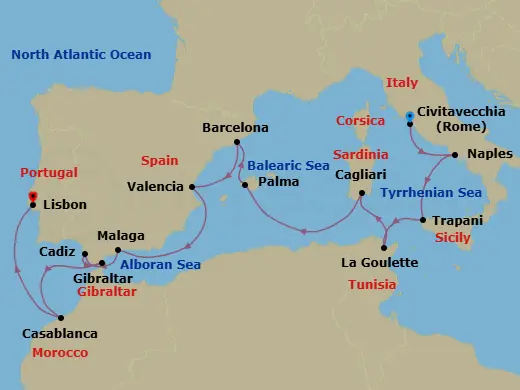 Itinerary schematic diagram