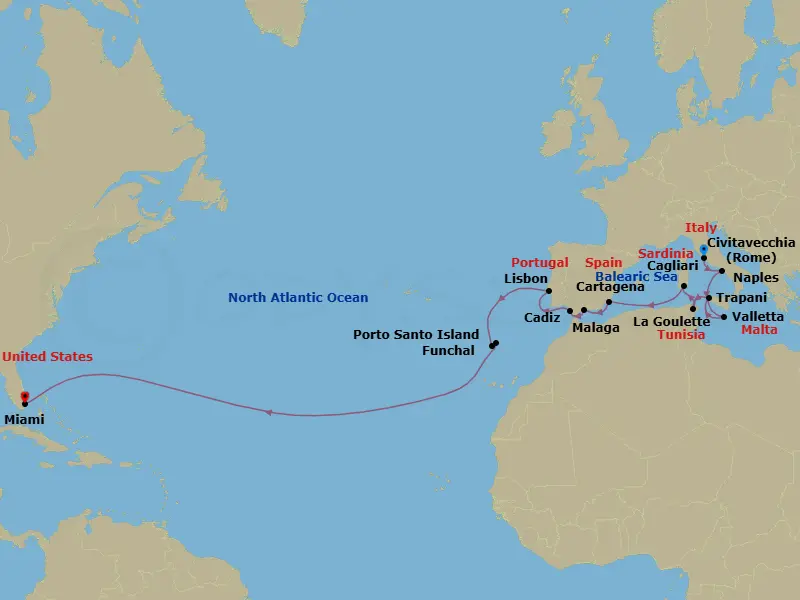 Itinerary schematic diagram