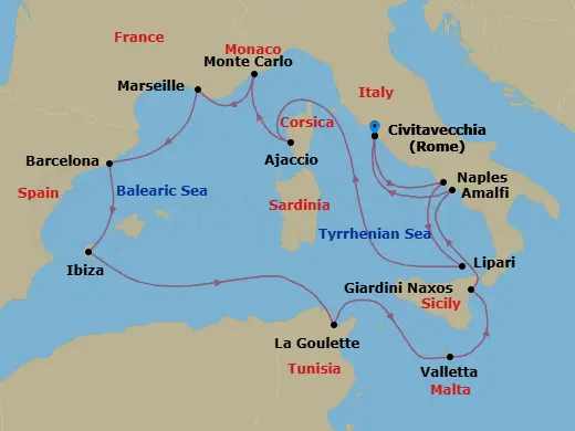 Itinerary schematic diagram