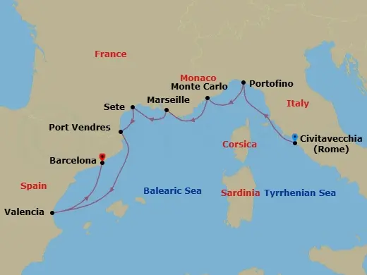 Itinerary schematic diagram