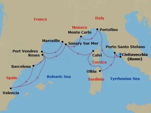 Itinerary schematic diagram