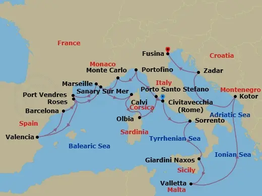 Itinerary schematic diagram