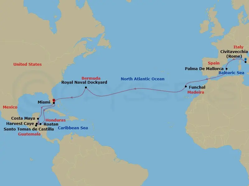 Itinerary schematic diagram