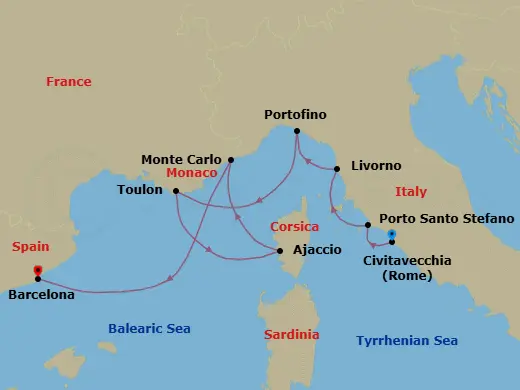Itinerary schematic diagram