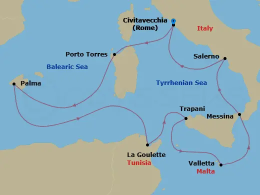 Itinerary schematic diagram