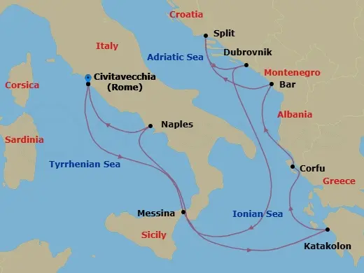 Itinerary schematic diagram