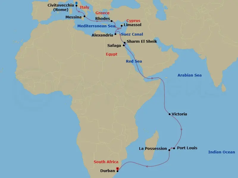 Itinerary schematic diagram