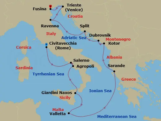 Itinerary schematic diagram