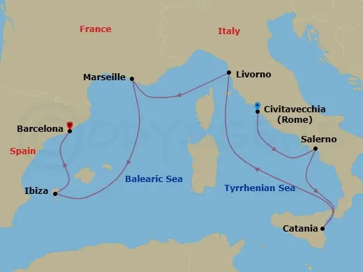 Itinerary schematic diagram