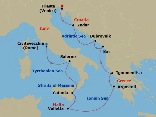 Itinerary schematic diagram