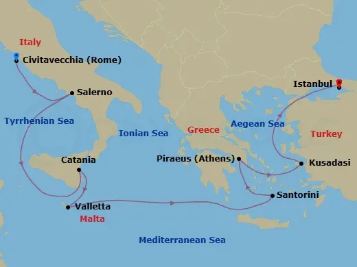 Itinerary schematic diagram