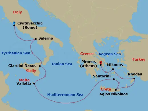 Itinerary schematic diagram