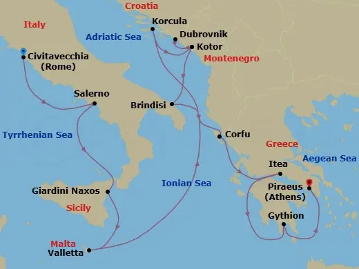 Itinerary schematic diagram