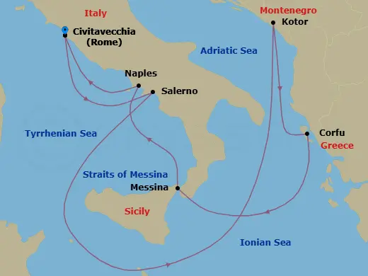 Itinerary schematic diagram